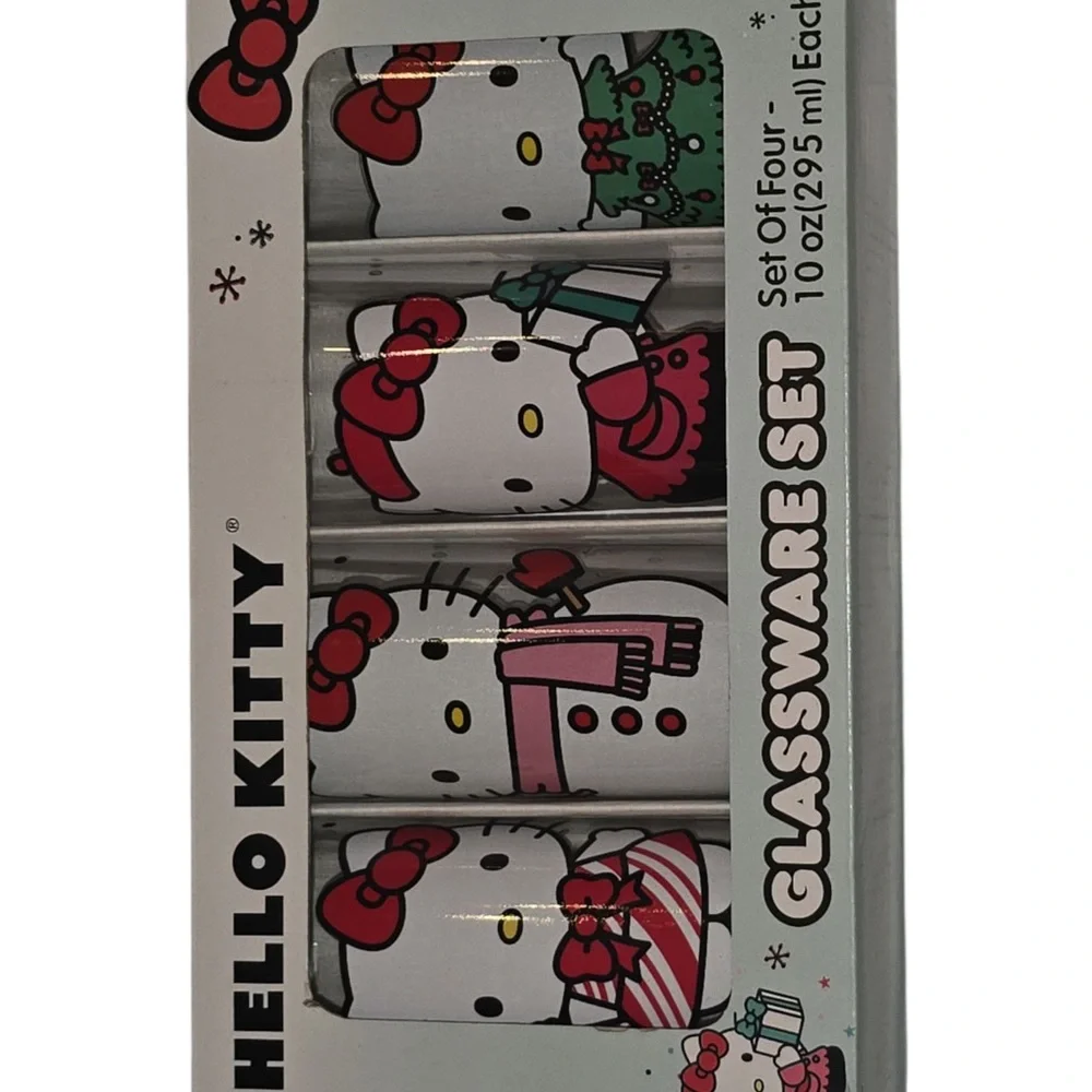 Hello Kitty Festive Glass Set - Red, Green, Pink